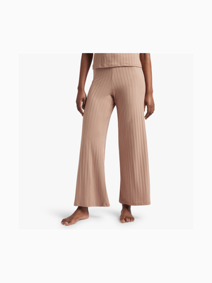 Wide Rib Knit Flare Leg Sleep Pants