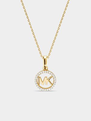 Michael Kors Kors MK Collection Gold Plated Sterling Silver Logo Starter Necklace