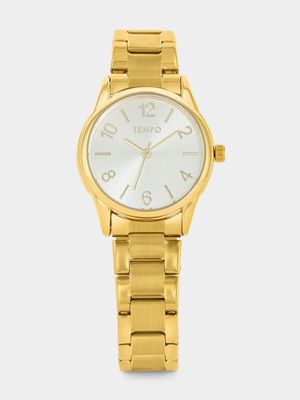 Tempo Gold Plated Champagne Dial Bracelet Watch