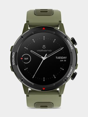 Volkano Fit Power Series Black Plated & Green Silicone Smart Watch