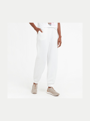 Women's White Fleece Jogger