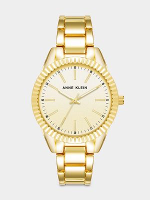 Anne Klein Women's Gold Plated Round Bracelet Watch