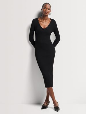 Knitwear V-Neck Bodycon Midi Dress