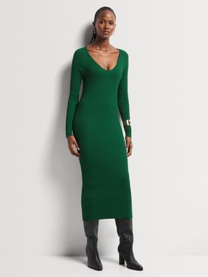 Knitwear V-Neck Bodycon Midi Dress