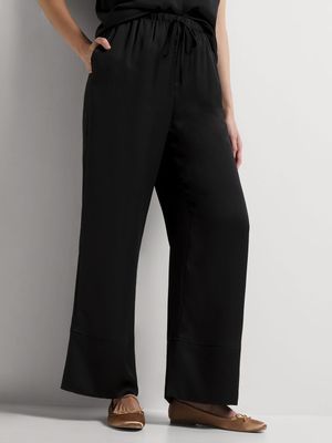 Satin Wide Leg Broad Hem Pants