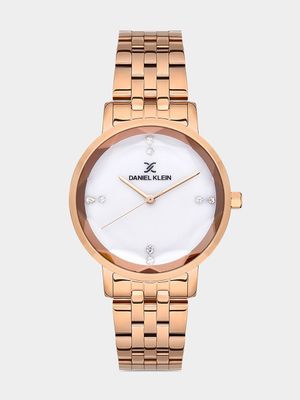 Daniel Klein Rose Plated White Dial Bracelet Watch
