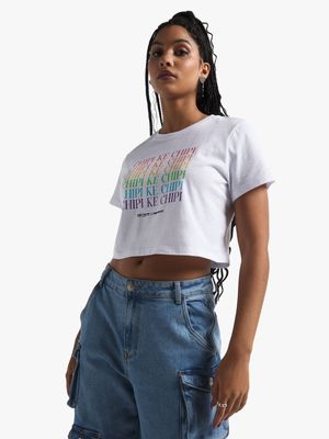 Redbat x Pabi Cooper White Graphic Cropped Top