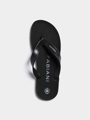 Fabiani Men's Black Rubber Track Sole Flip Flop