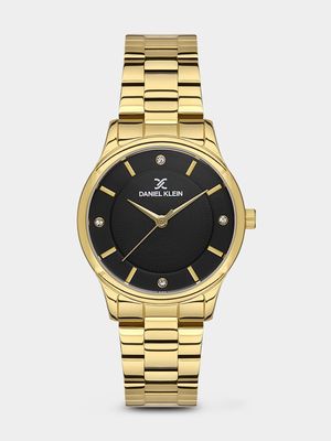 Daniel Klein Gold Plated Black Dial Bracelet Watch