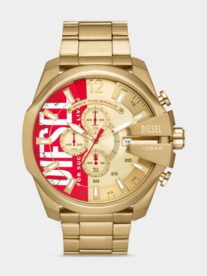 Diesel Mega Chief Gold Plated Stainless Steel Chronograph Bracelet Watch