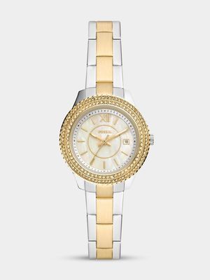 Fossil Women's Stella Silver & Gold Plated Stainless Steel Bracelet Watch