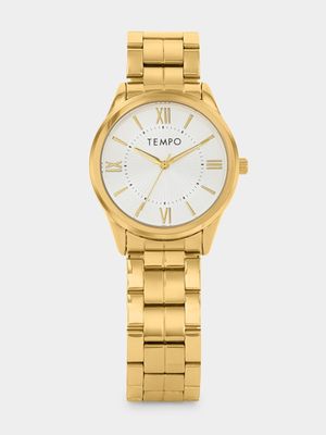 Tempo Men’s Gold Plated Silver Dial Bracelet Watch