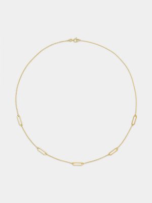 Yellow Gold Paperclip Station Chain