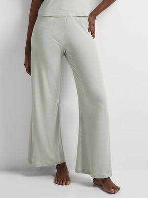 Rib Knit Wide Leg Pants