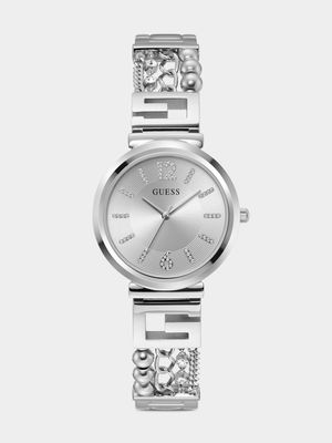 Guess G Cluster Silver Plated Stainless Steel Bracelet Watch