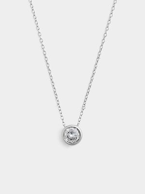 Cheté Sterling Silver Cubic Zirconia Round Bezel Pendant