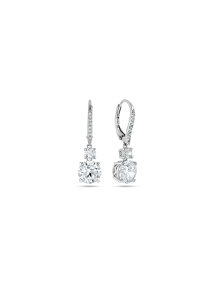 Cheté Sterling Silver Cubic Zirconia Women’s Vintage-Style Double Drop Earrings