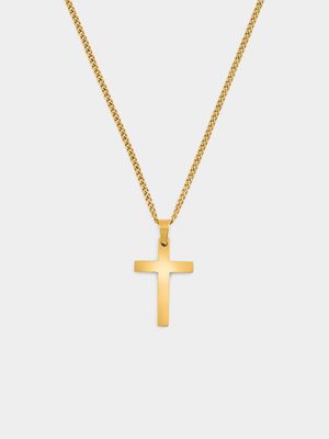 Stainless Steel Gold Plated Plain Shiny Cross Pendant