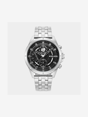 Police Malawi Stainless Steel Black Dial Bracelet Watch