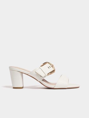 Jet Women's White Double Buckle Vamp Heels