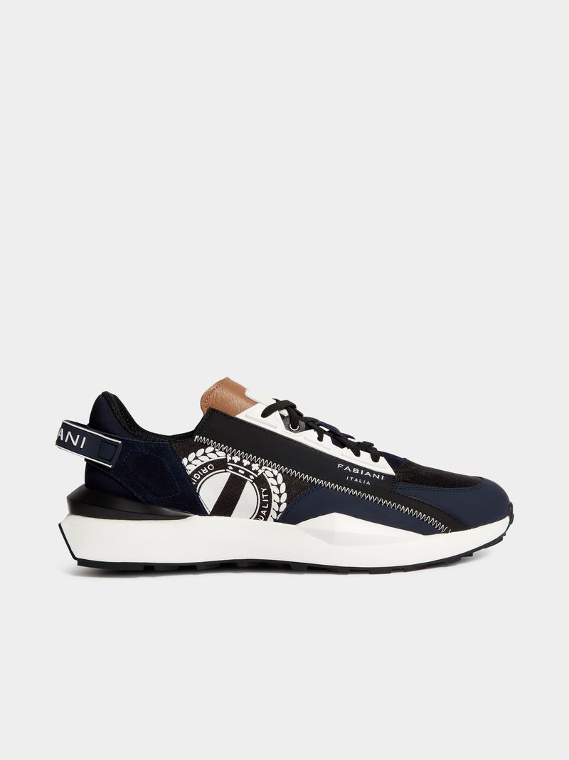 Fabiani Men s Leather Logo Navy Runner Bash