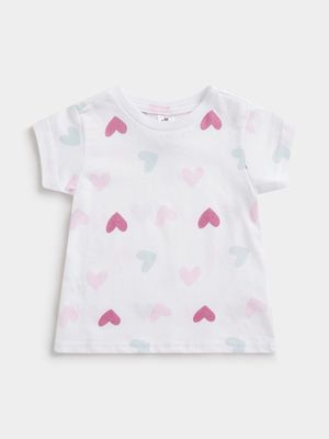 Jet Toddler Girls White Hearts T-Shirt