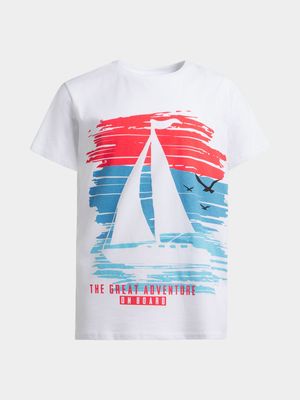 Jet Younger Boys White Boat T-Shirt