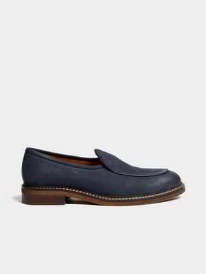 Fabiani Men's Navy Nubuck Belgian Loafer