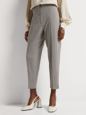 Tapered Leg Darted High Waist Slit Hem Pants