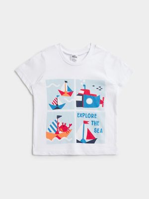 Jet Toddler Boys White Explore The Sea Boat T-Shirt