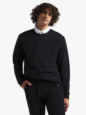 Men's Black Textured Sweat Top