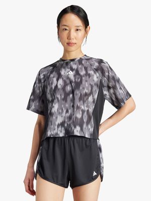 Womens adidas Train Essentials Allover Print Flower Tie-Dye Tee