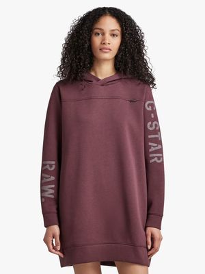 G-Star Women's Multi Graphic Loose Hoodie Brown Sweat Dress