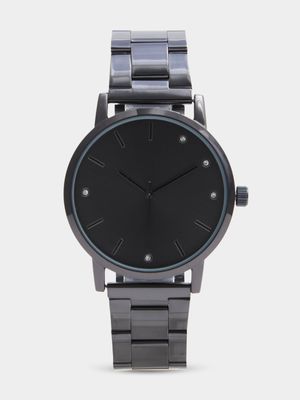 Women's Black Metal Link Watch