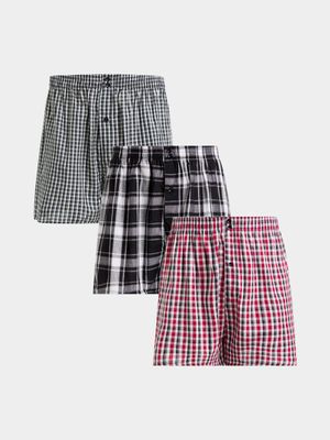 Jet Men's Multicolour Check 3 Pack Boxer Shorts