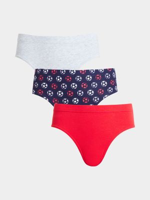 Boy's Soccer Print 3-Pack Briefs