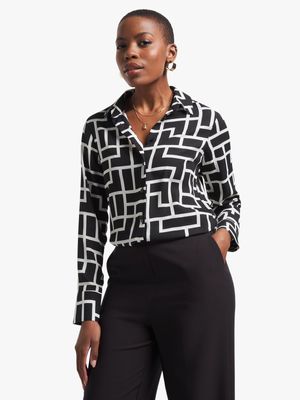 Jet Women's Black/White Georgette Shirt