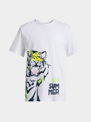 Younger Boy's White Graphic Print T-Shirt