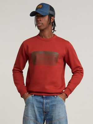 G-Star Men's Stacked Old Skool Logo Red Sweater