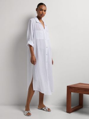 Textured Maxi Shirt Dress