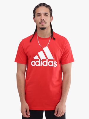 Mens adidas Badge Of Sports Logo Red/White Tee