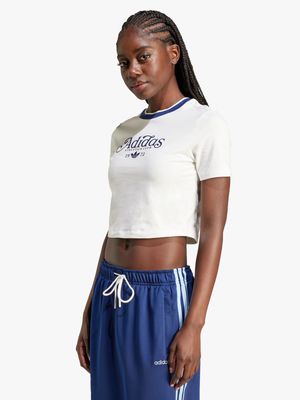 Adidas Women's Baby Tee Cloud White Top