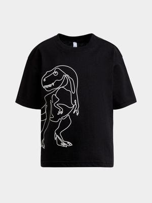 Younger Boy's Black Graphic Print T-Shirt