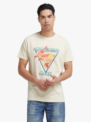 Men's Guess Beige  Triangle Summer T-shirt