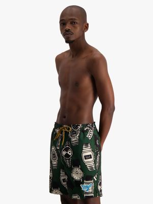 Men's Mami Wata Green Surf Time Surf Trunk