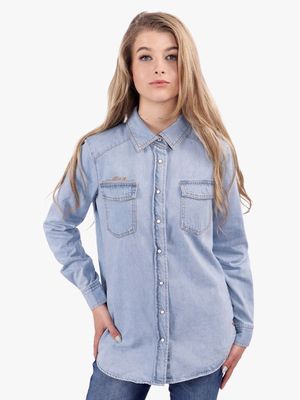 Women's Guess Blue Denim Shirt