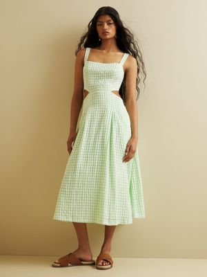 Women's Iconography Seersucker Cut-out Midi Dress Mint