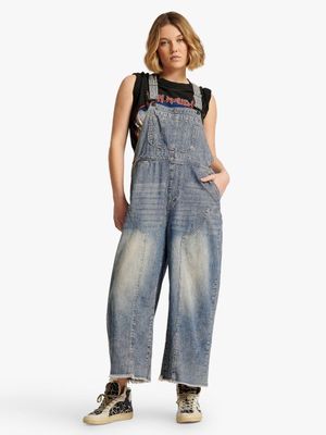 Women's One Teaspoon Blue Stanton Skater Denim Jumpsuit