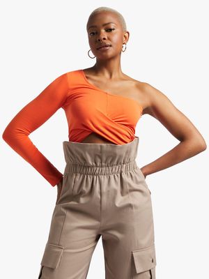 Women's Thula-Tu Orange One Shoulder Top