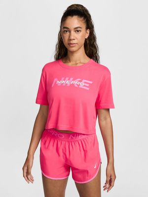 Womens Nike Pink Short Sleeve Cropped Tee